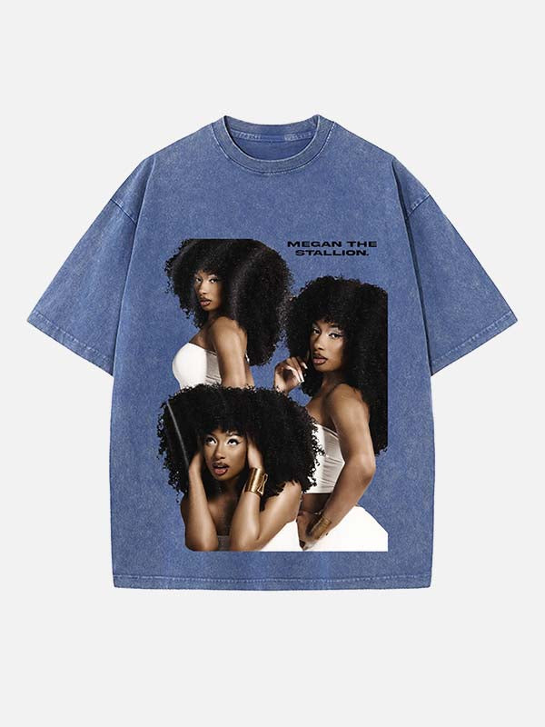 Megan Thee Stallion Print Round Neck T-shirt