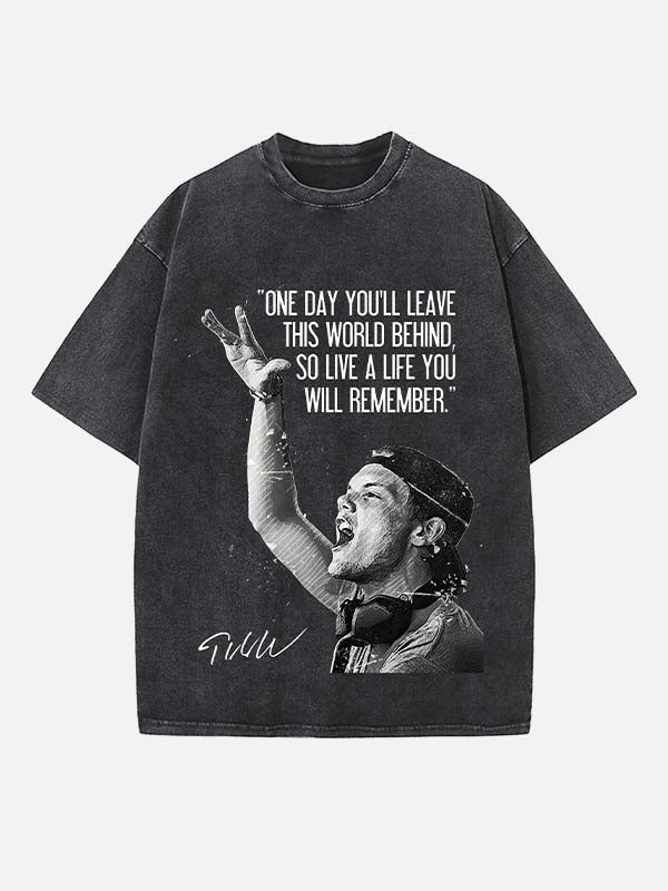 Avicii Print Round Neck T-shirt