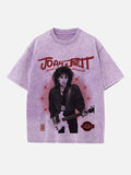 Joan Jett Print Round Neck T-shirt