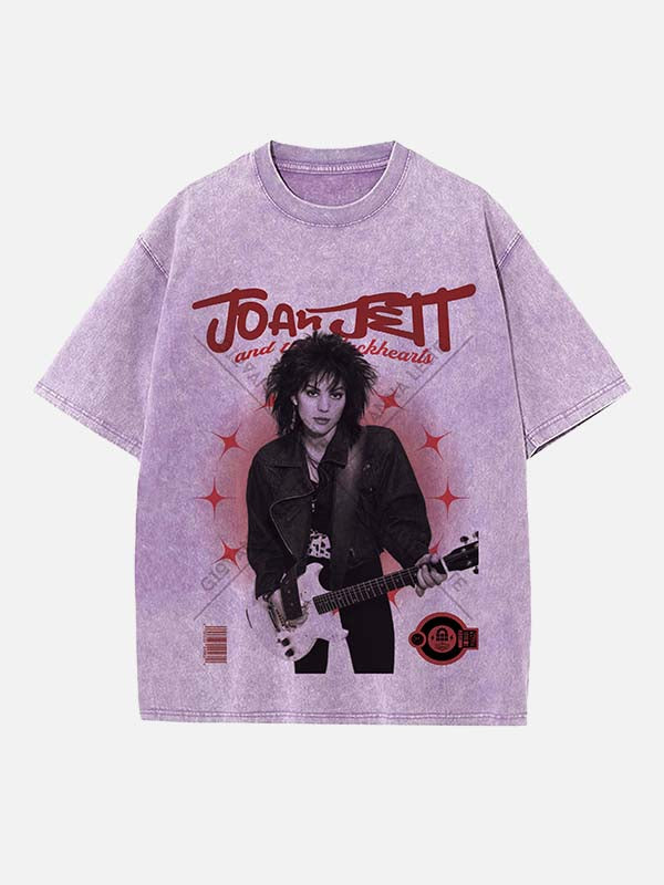 Joan Jett Print Round Neck T-shirt