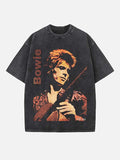 David Bowie Print Round Neck T-shirt