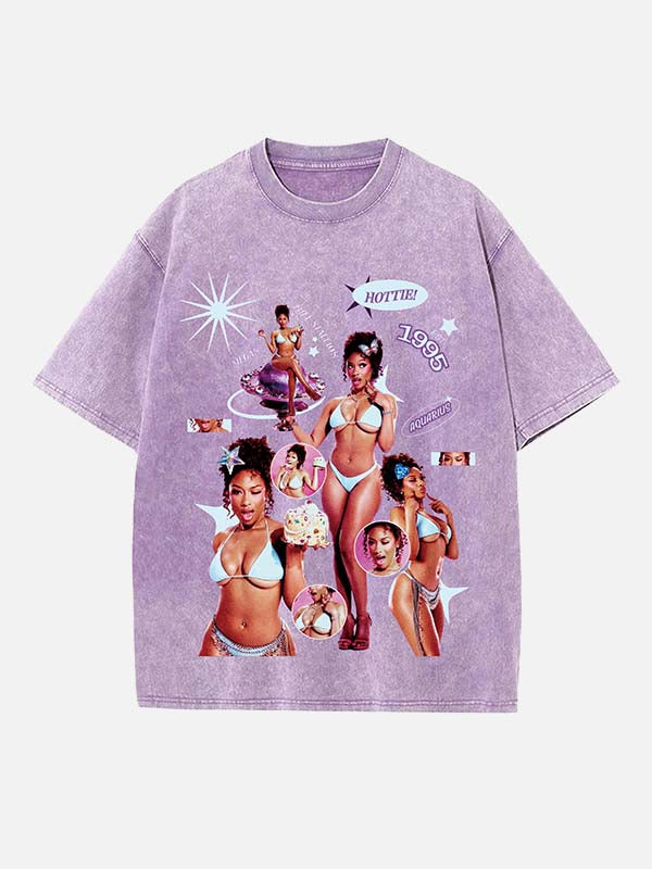 Megan Thee Stallion Print Round Neck T-shirt