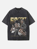 50 Cent Print Round Neck T-shirt