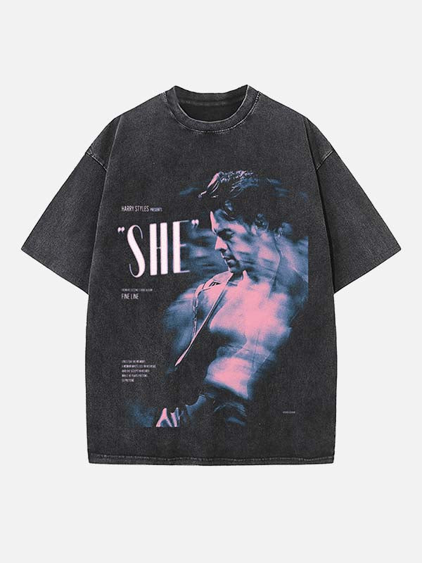 Harry Styles Print Round Neck T-shirt