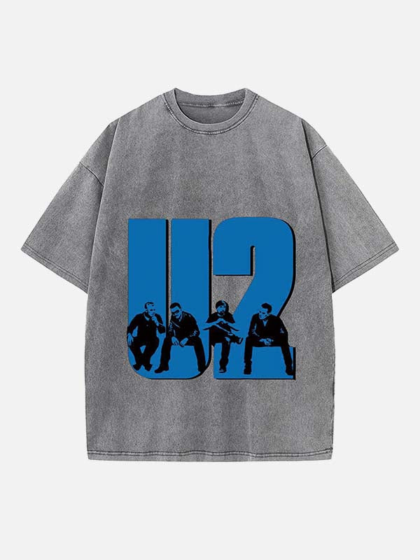 U2 Print Round Neck T-shirt