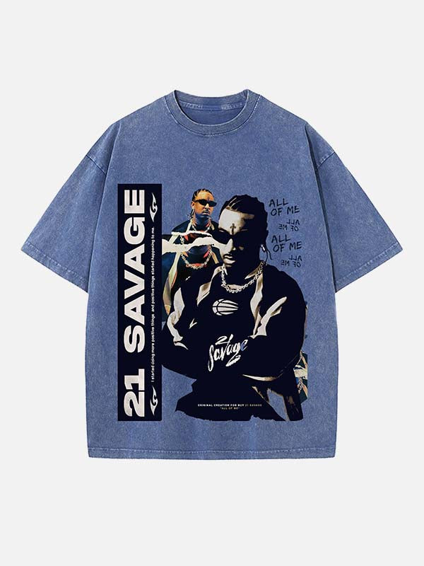 21 Savage Print Round Neck T-shirt