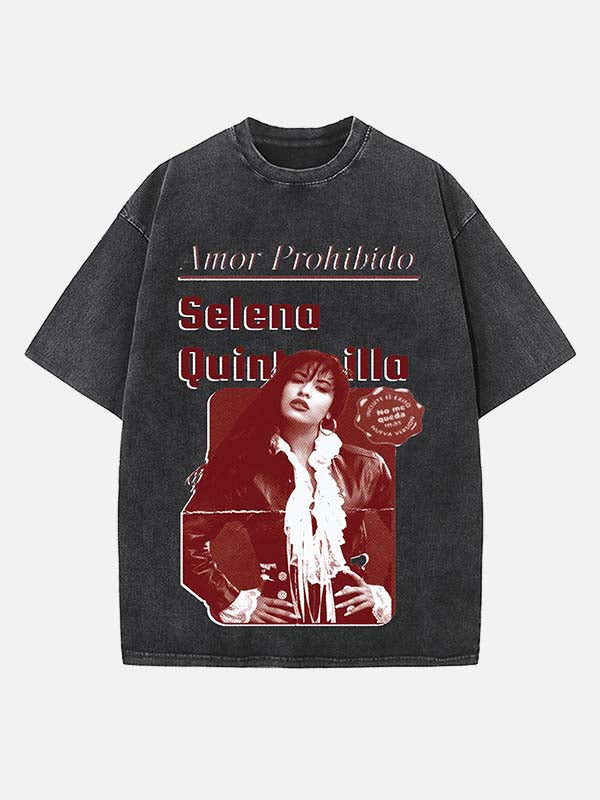 Selena Quintanilla Print Round Neck T-shirt