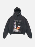 Michael Jackson Print Slant Pockets Hoodie