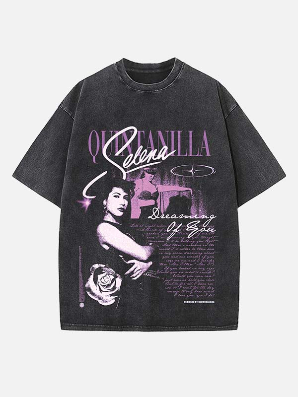 Selena Quintanilla Print Round Neck T-shirt