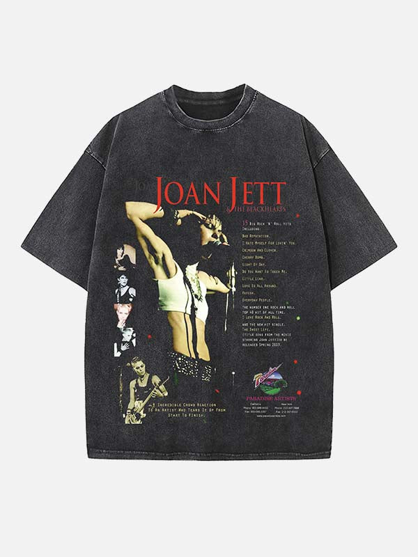 Joan Jett Print Round Neck T-shirt