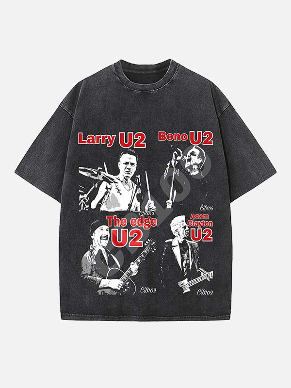 U2 Print Round Neck T-shirt