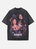Lady Gaga & Ariana Grande Print Round Neck T-shirt