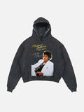 Michael Jackson Print Slant Pockets Hoodie