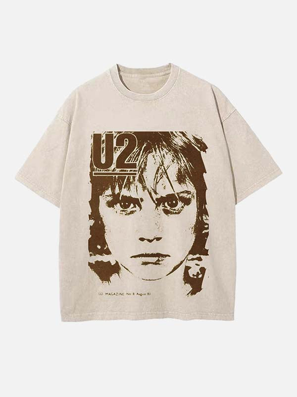 U2 Print Round Neck T-shirt