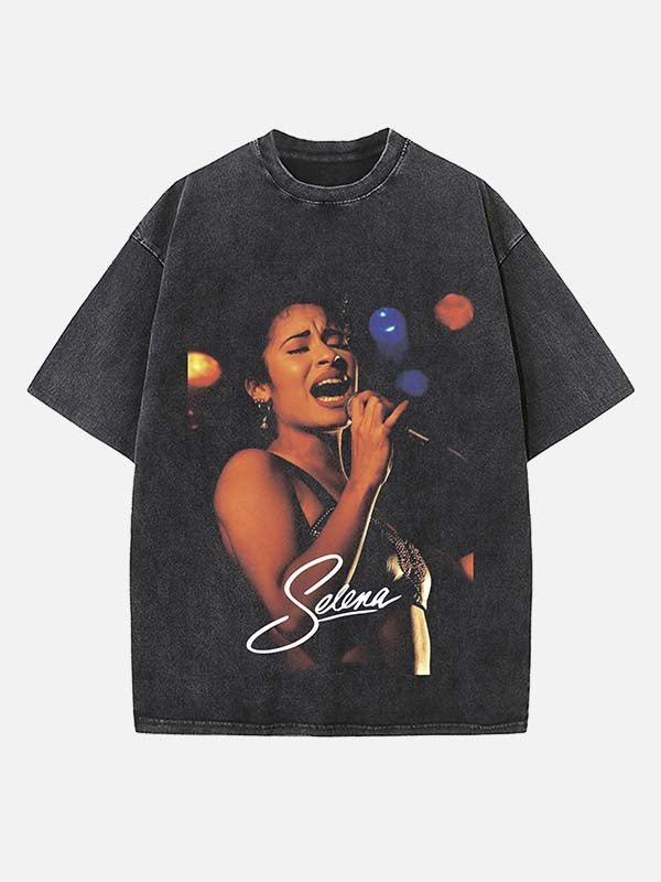 Selena Quintanilla Print Round Neck T-shirt