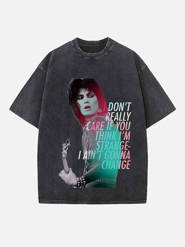 Joan Jett Print Round Neck T-shirt