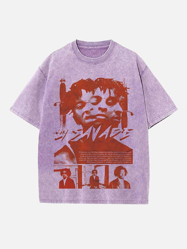 21 Savage Print Round Neck T-shirt