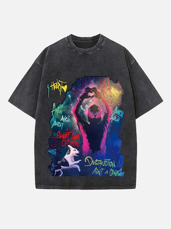 Avicii Print Round Neck T-shirt