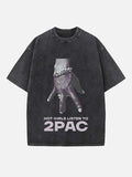 2Pac Print Round Neck T-shirt