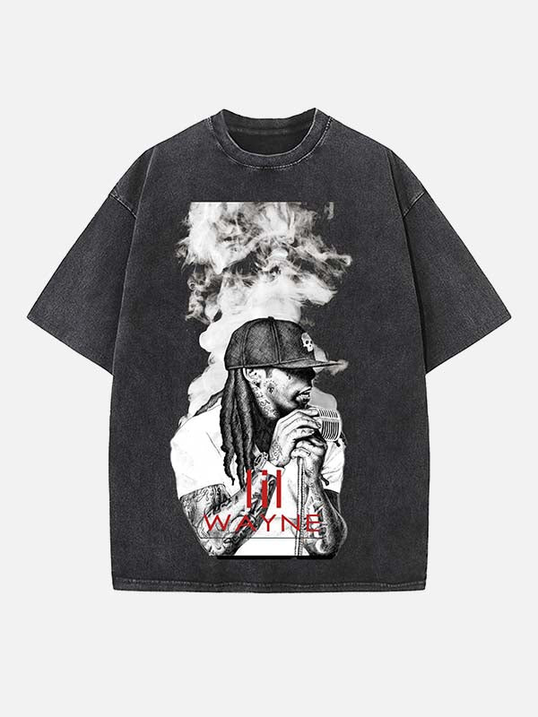 Lil Wayne Print Round Neck T-shirt