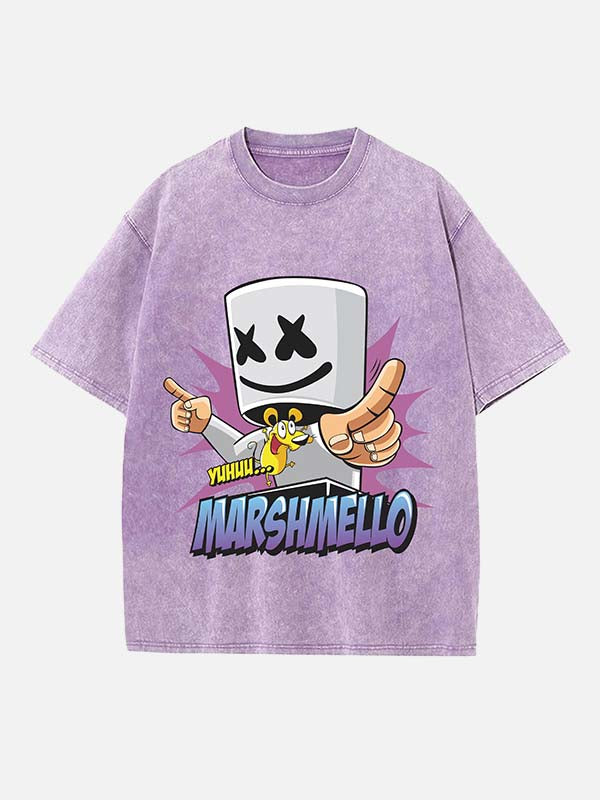 Marshmello Print Round Neck T-shirt