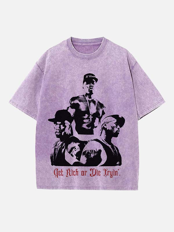 50 Cent Print Round Neck T-shirt
