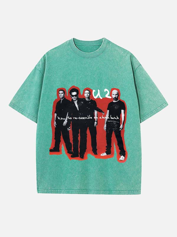 U2 Print Round Neck T-shirt
