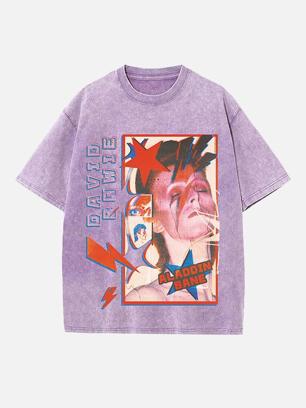 David Bowie Print Round Neck T-shirt