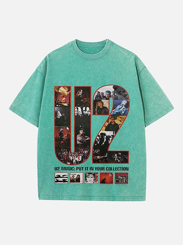 U2 Print Round Neck T-shirt