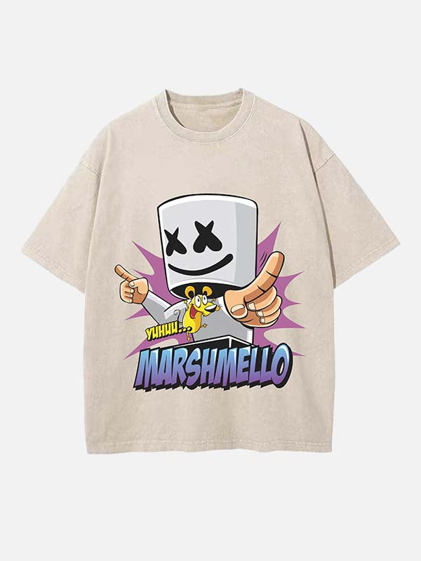 Marshmello Print Round Neck T-shirt