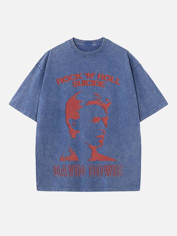 David Bowie Print Round Neck T-shirt
