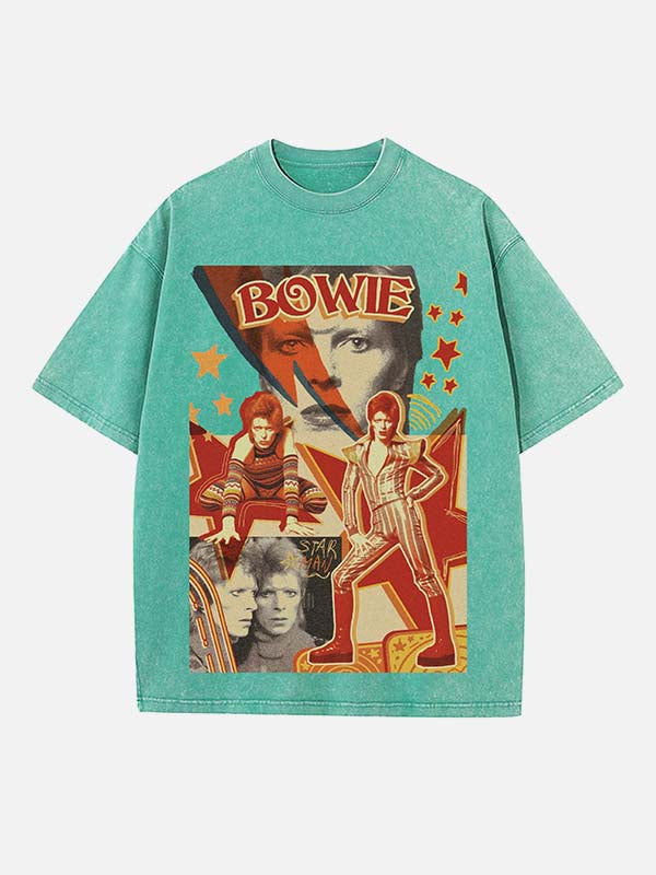 David Bowie Print Round Neck T-shirt