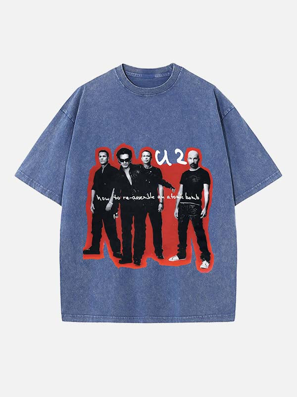 U2 Print Round Neck T-shirt