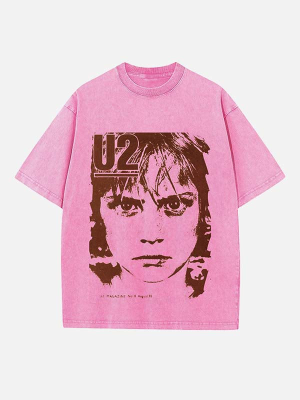 U2 Print Round Neck T-shirt