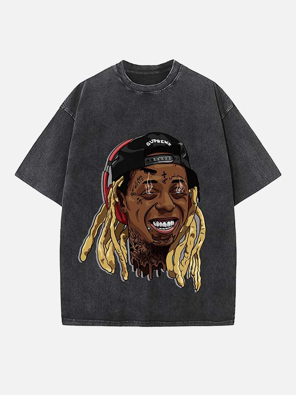 Lil Wayne Print Round Neck T-shirt