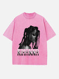 Rihanna Print Round Neck T-shirt