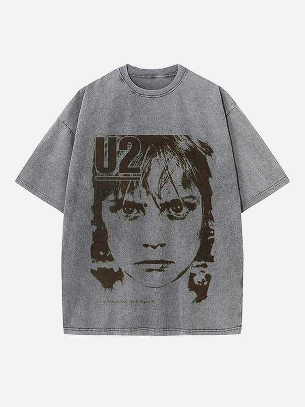 U2 Print Round Neck T-shirt