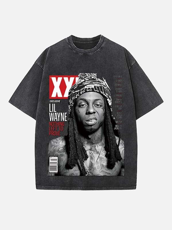 Lil Wayne Print Round Neck T-shirt