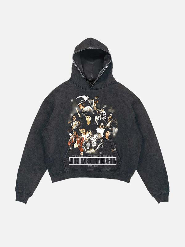 Michael Jackson Print Slant Pockets Hoodie