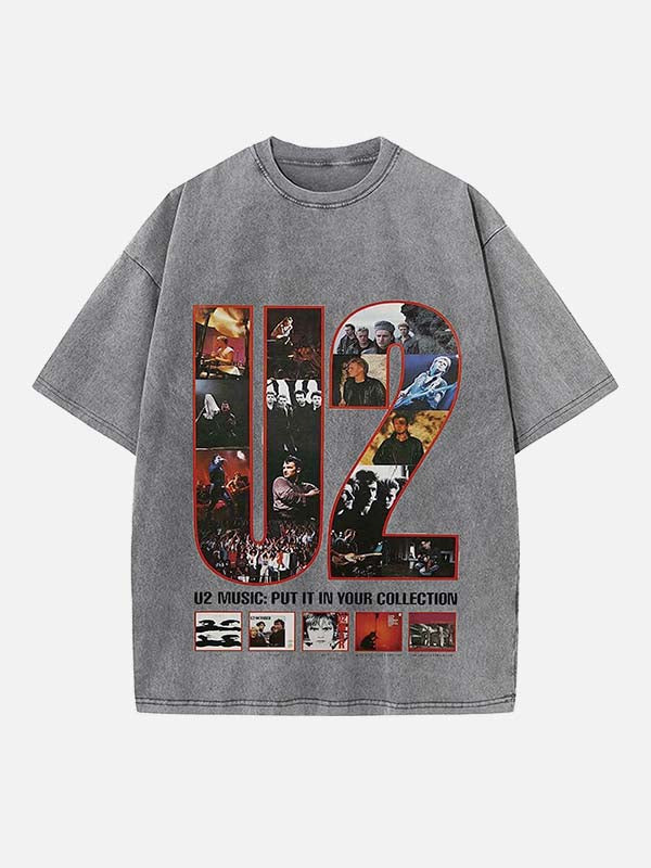 U2 Print Round Neck T-shirt