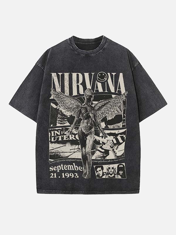 NIRVANA Print Round Neck T-shirt