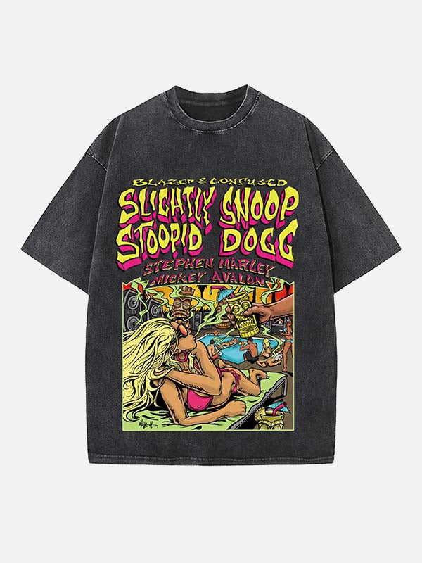 Snoop Dogg Print Round Neck T-shirt