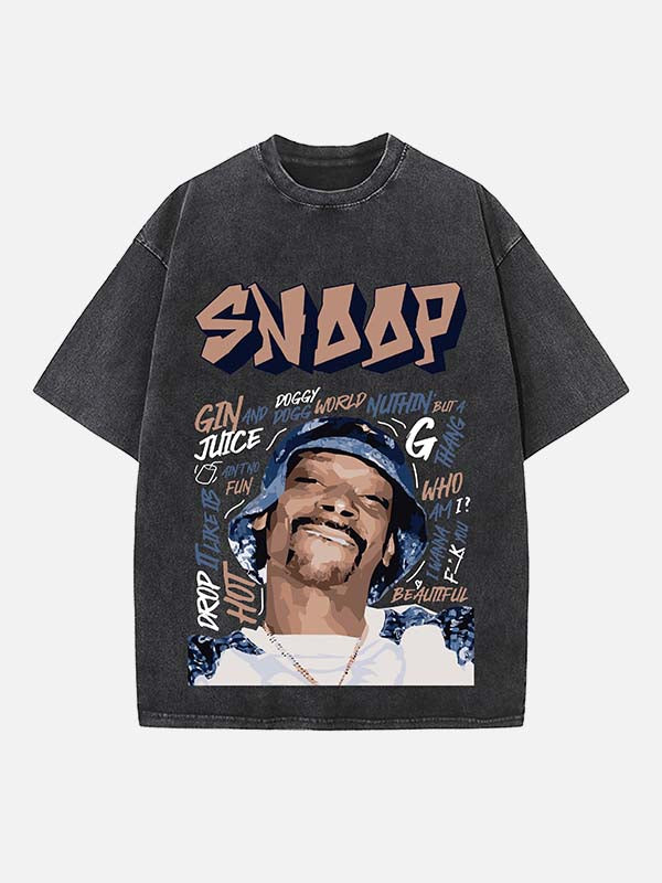 Snoop Dogg Print Round Neck T-shirt