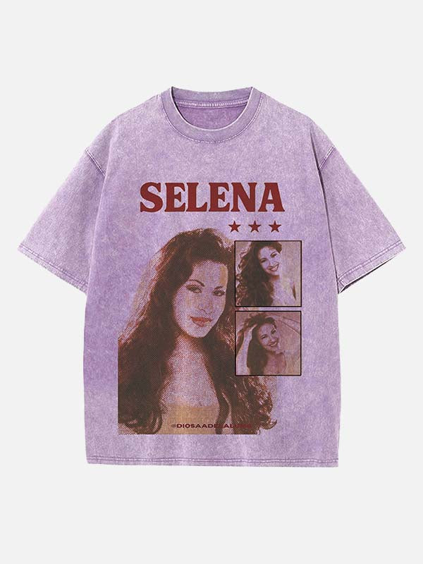 Selena Quintanilla Print Round Neck T-shirt