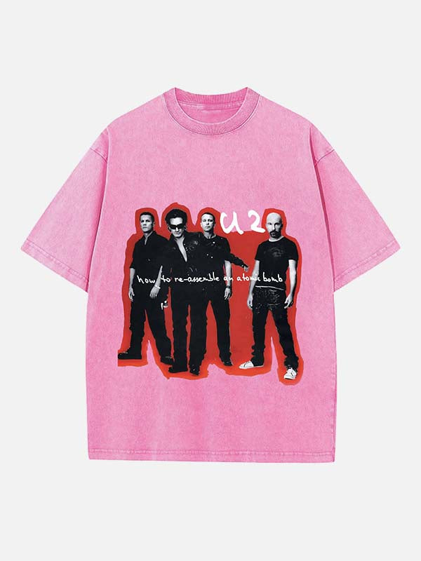U2 Print Round Neck T-shirt