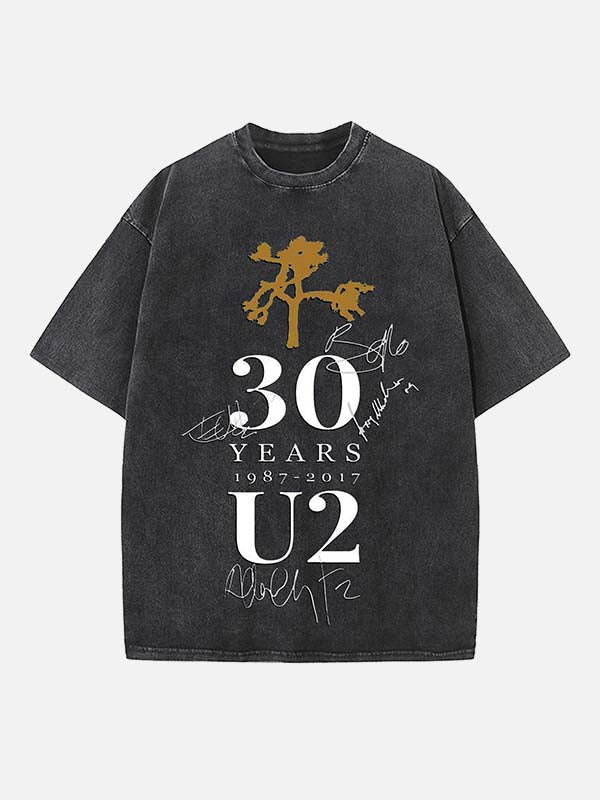 U2 Print Round Neck T-shirt