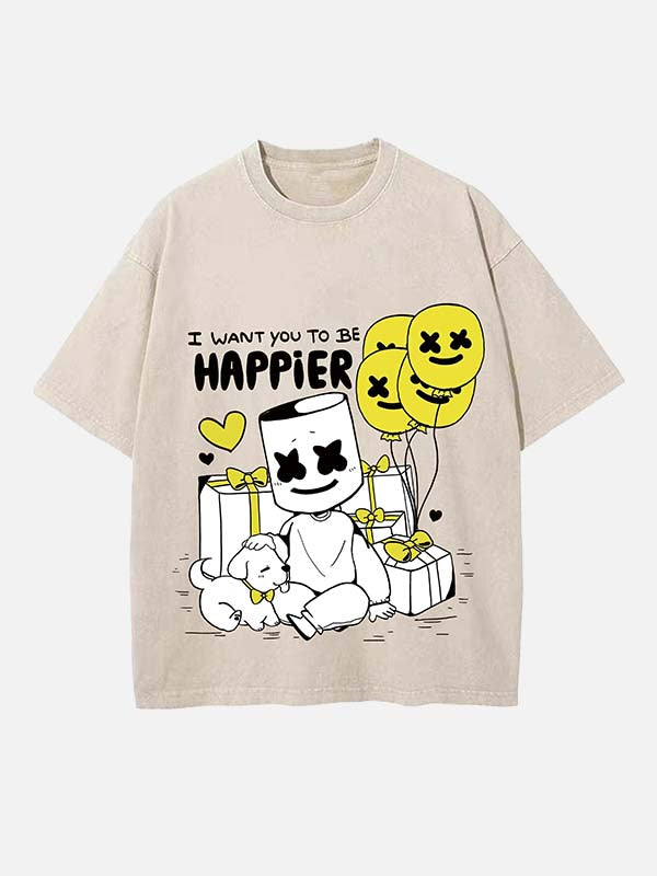 Marshmello Print Round Neck T-shirt