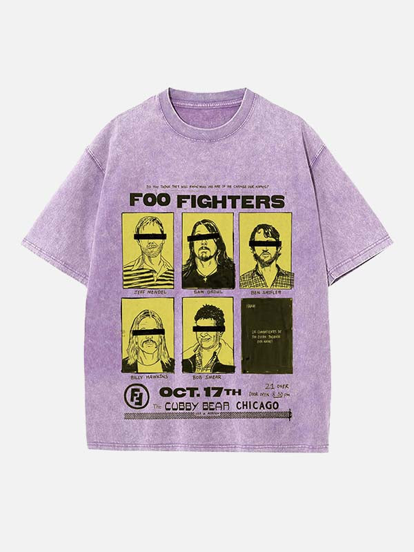 Foo Fighters Print Round Neck T-shirt