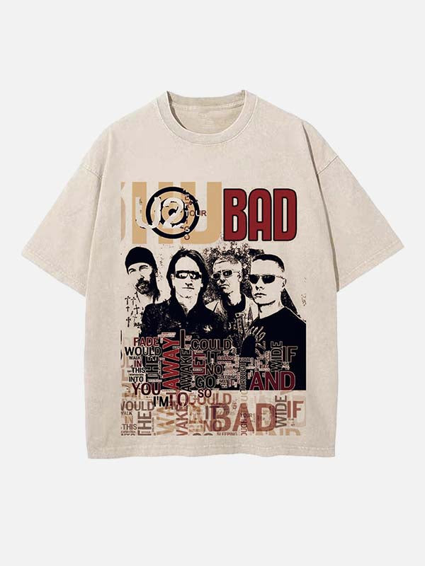 U2 Print Round Neck T-shirt