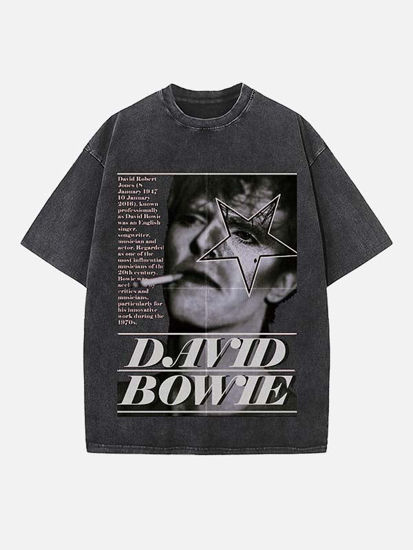 David Bowie Print Round Neck T-shirt